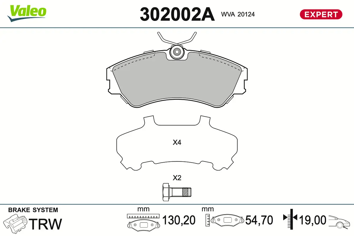 Bremsbelagsatz, Scheibenbremse Vorderachse VALEO 302002A