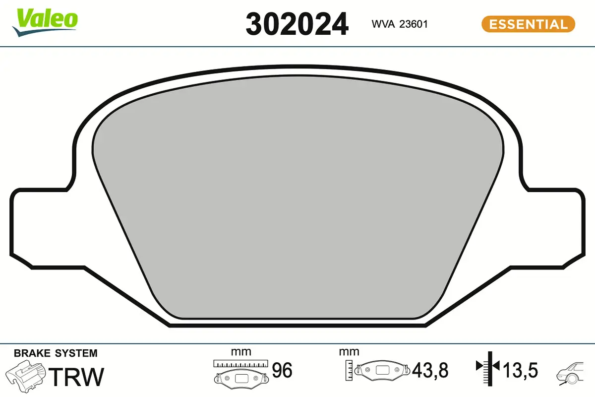 Bremsbelagsatz, Scheibenbremse Hinterachse VALEO 302024