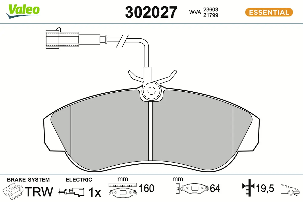 Bremsbelagsatz, Scheibenbremse Vorderachse VALEO 302027