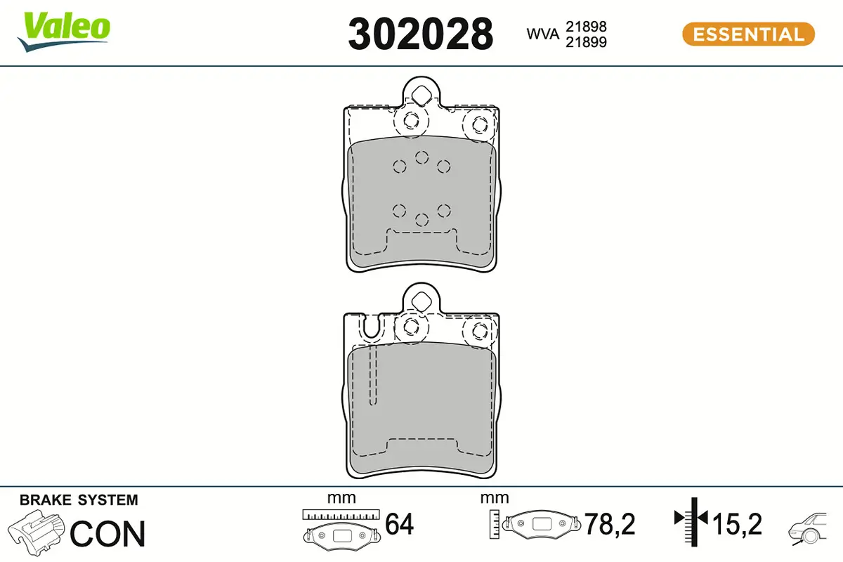 Bremsbelagsatz, Scheibenbremse Hinterachse VALEO 302028