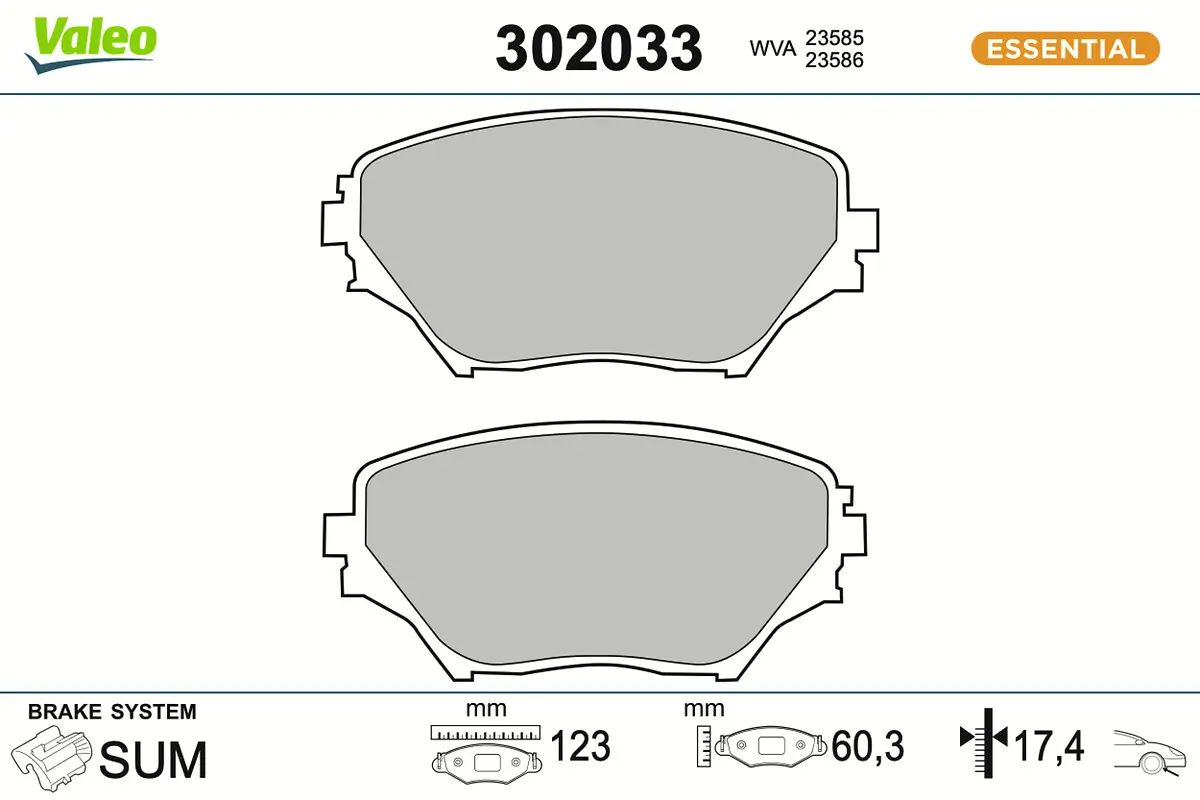 Bremsbelagsatz, Scheibenbremse Vorderachse VALEO 302033