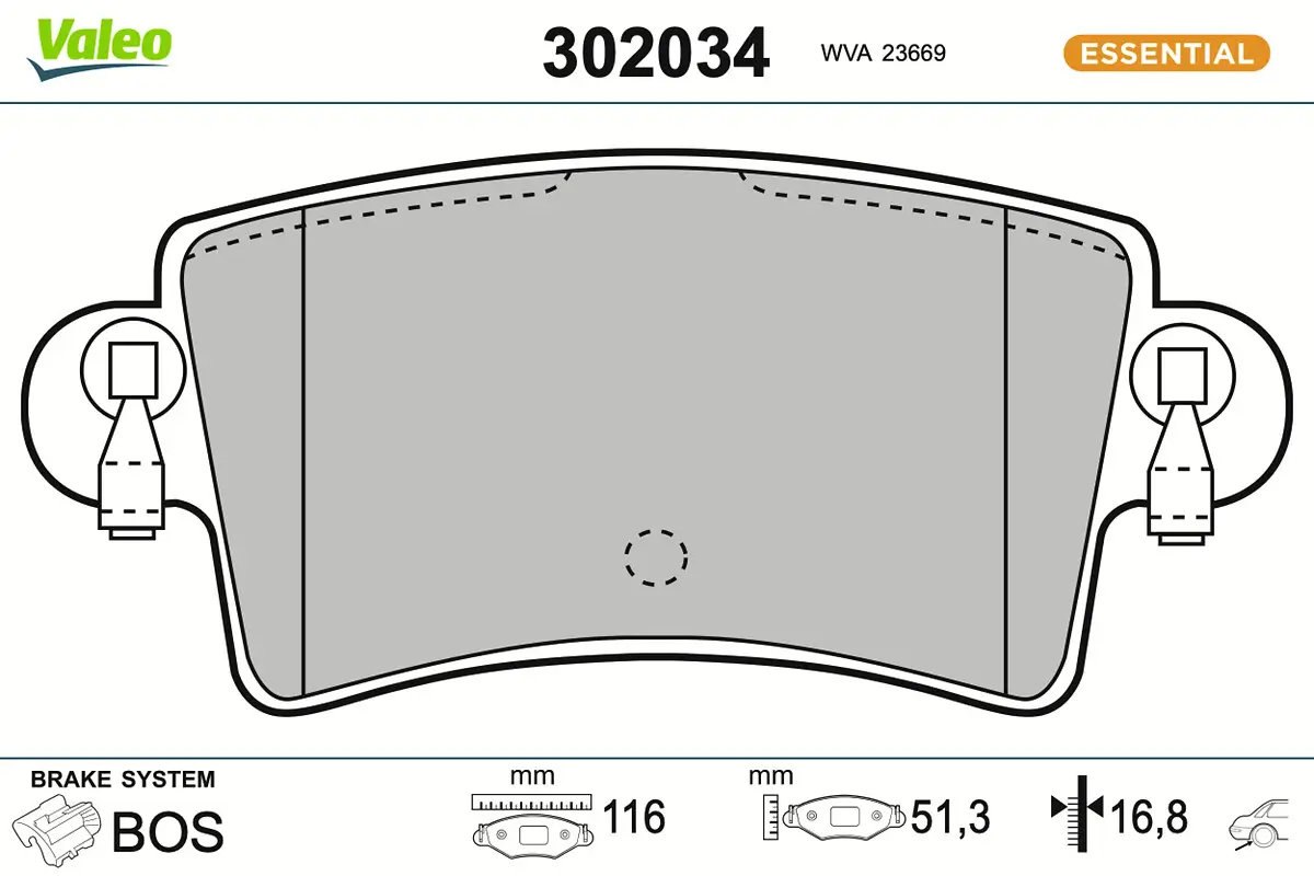 Bremsbelagsatz, Scheibenbremse Hinterachse VALEO 302034
