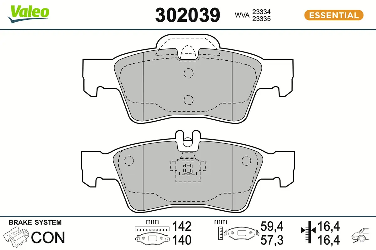Bremsbelagsatz, Scheibenbremse Hinterachse VALEO 302039