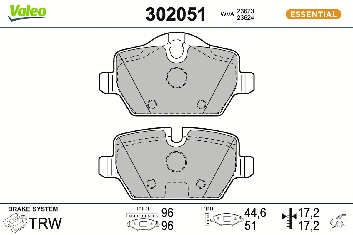 Bremsbelagsatz, Scheibenbremse Hinterachse VALEO 302051
