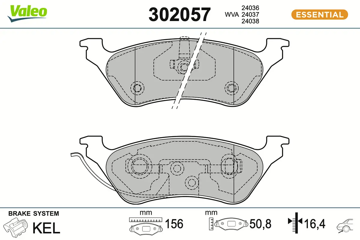 Bremsbelagsatz, Scheibenbremse Hinterachse VALEO 302057