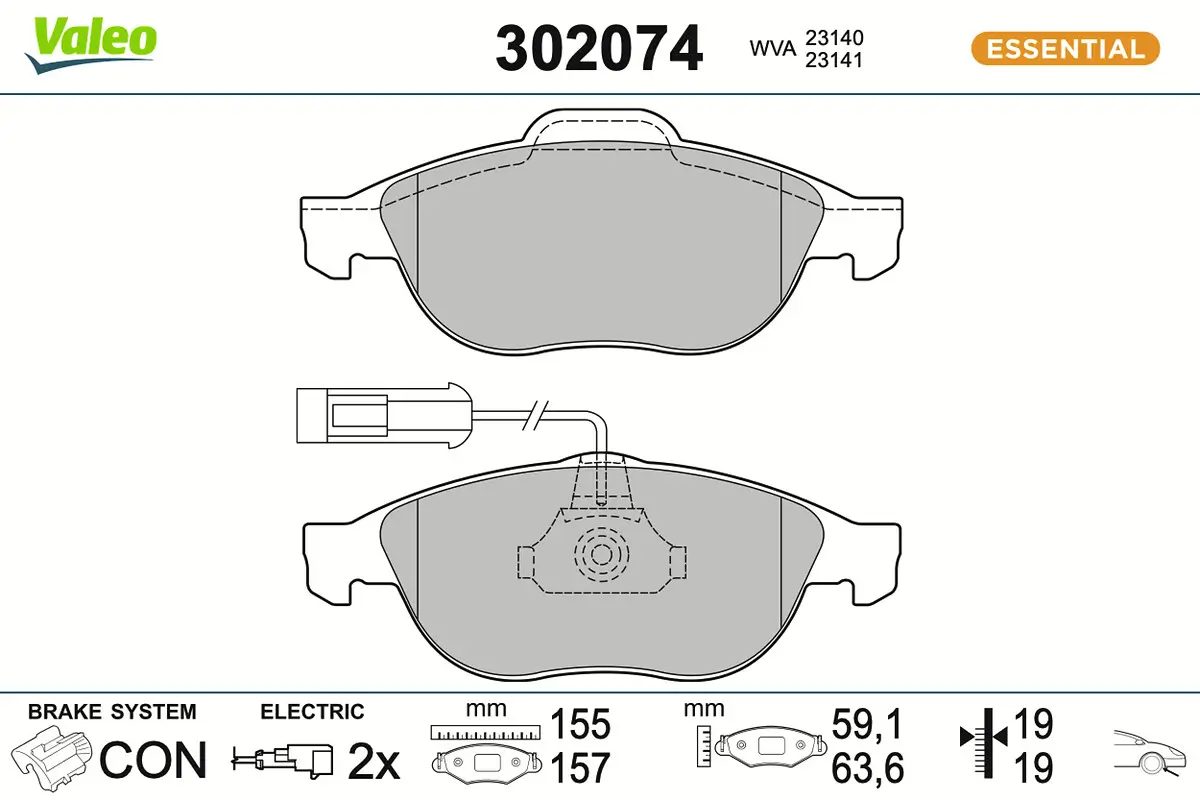 Bremsbelagsatz, Scheibenbremse Vorderachse VALEO 302074