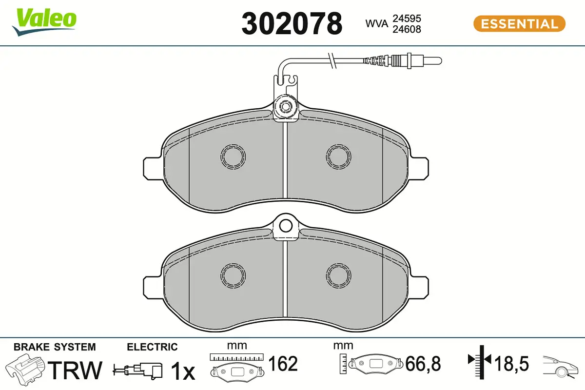 Bremsbelagsatz, Scheibenbremse Vorderachse VALEO 302078