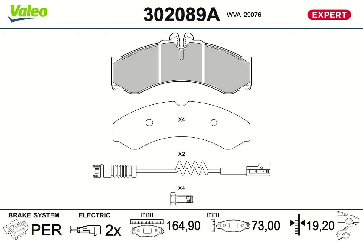 Bremsbelagsatz, Scheibenbremse VALEO 302089A