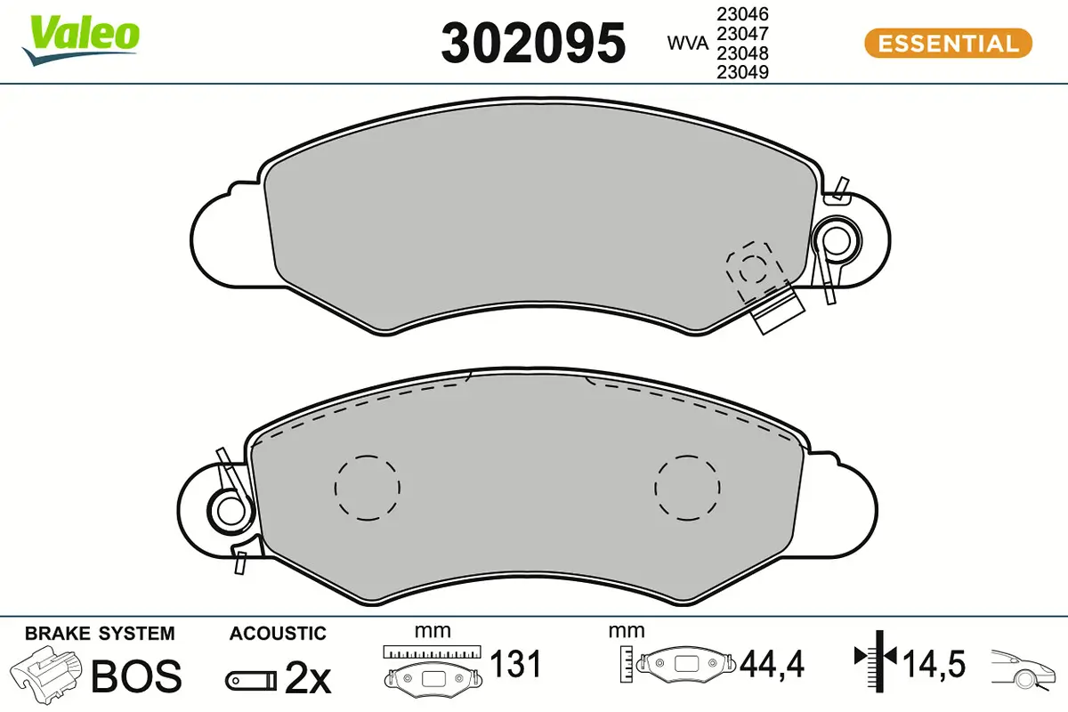 Bremsbelagsatz, Scheibenbremse Vorderachse VALEO 302095