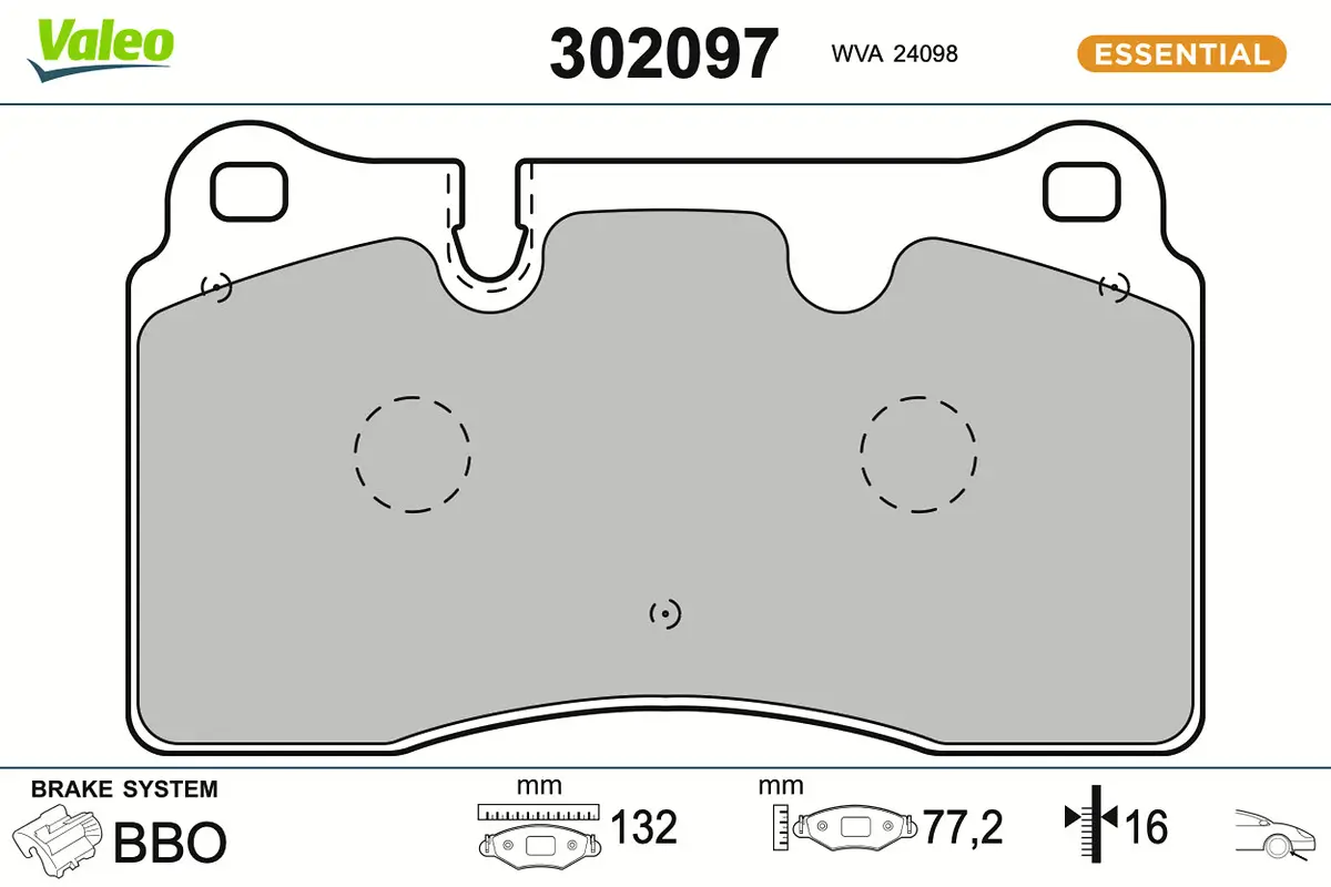 Bremsbelagsatz, Scheibenbremse Vorderachse VALEO 302097