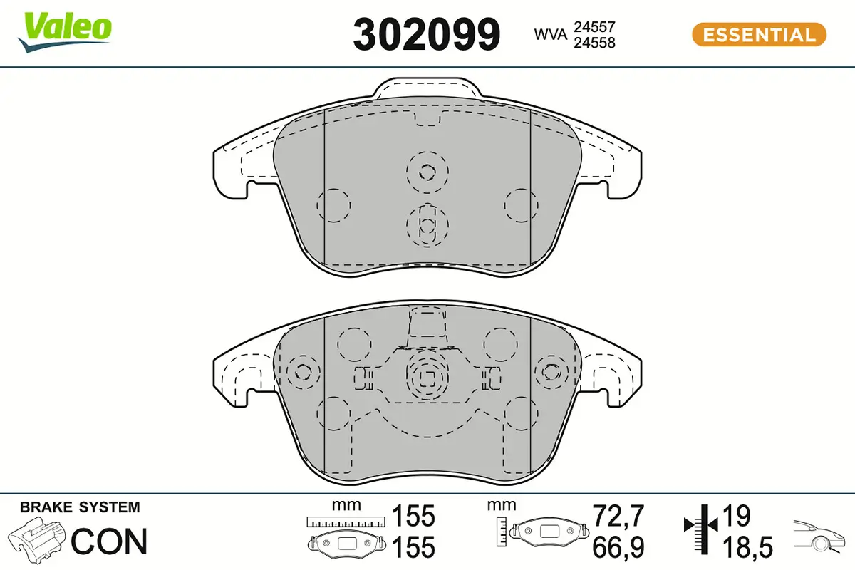 Bremsbelagsatz, Scheibenbremse Vorderachse VALEO 302099