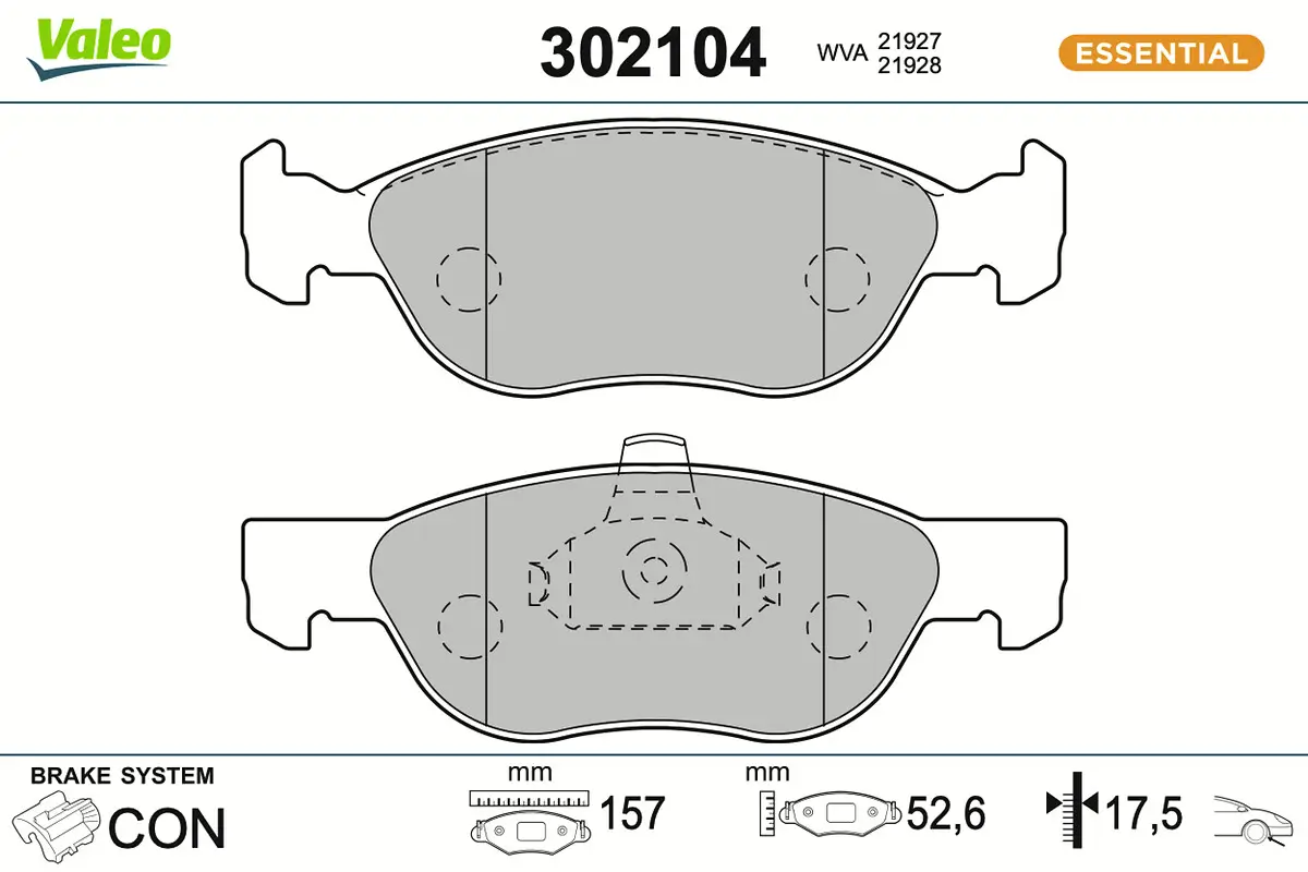 Bremsbelagsatz, Scheibenbremse Vorderachse VALEO 302104