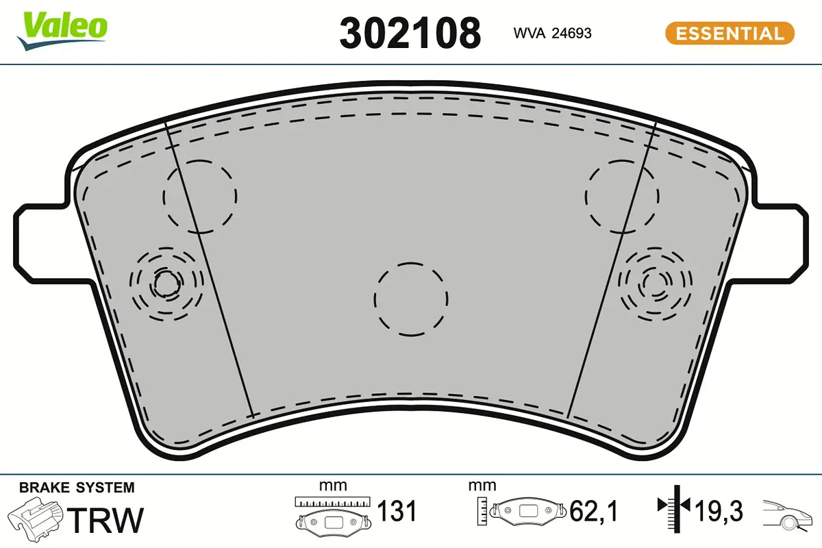 Bremsbelagsatz, Scheibenbremse Vorderachse VALEO 302108