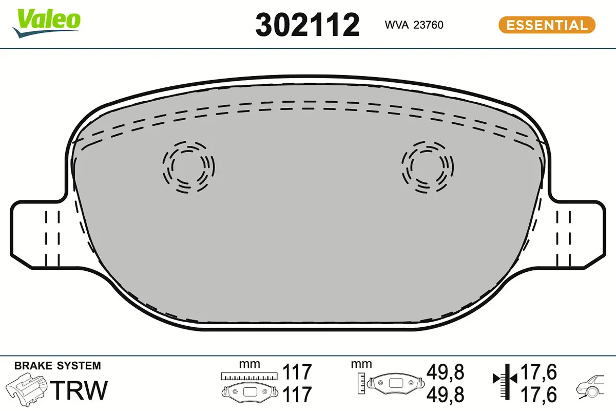 Bremsbelagsatz, Scheibenbremse Hinterachse VALEO 302112