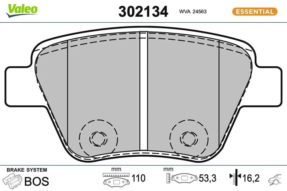 Bremsbelagsatz, Scheibenbremse Hinterachse VALEO 302134