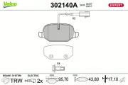 Bremsbelagsatz, Scheibenbremse Hinterachse VALEO 302140A