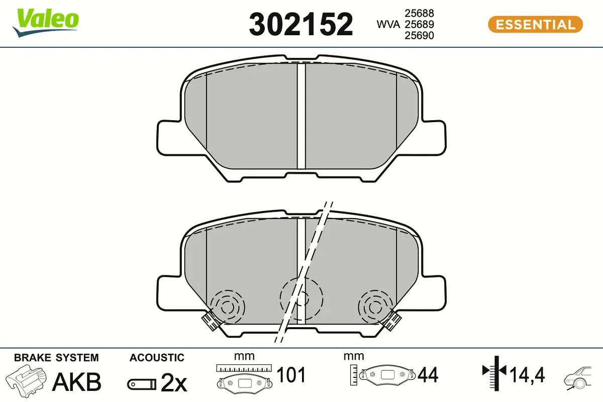 Bremsbelagsatz, Scheibenbremse Hinterachse VALEO 302152