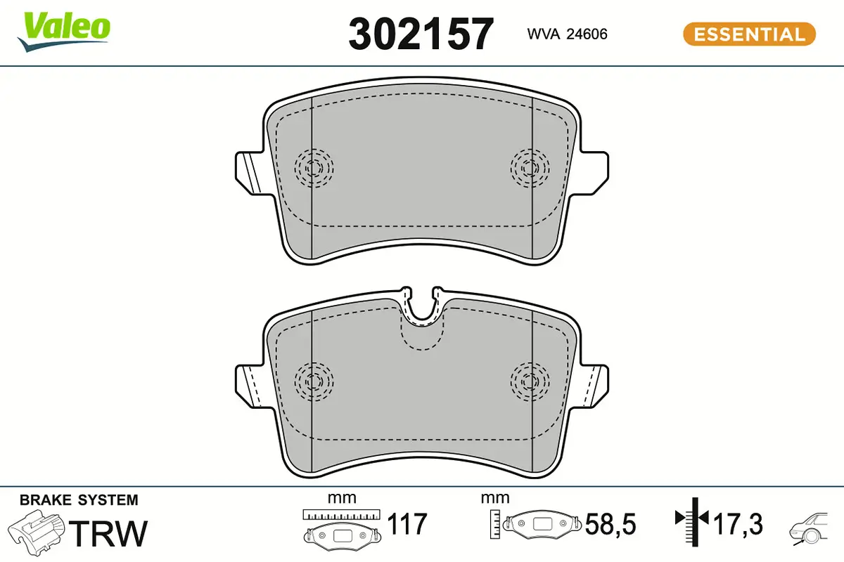 Bremsbelagsatz, Scheibenbremse Hinterachse VALEO 302157