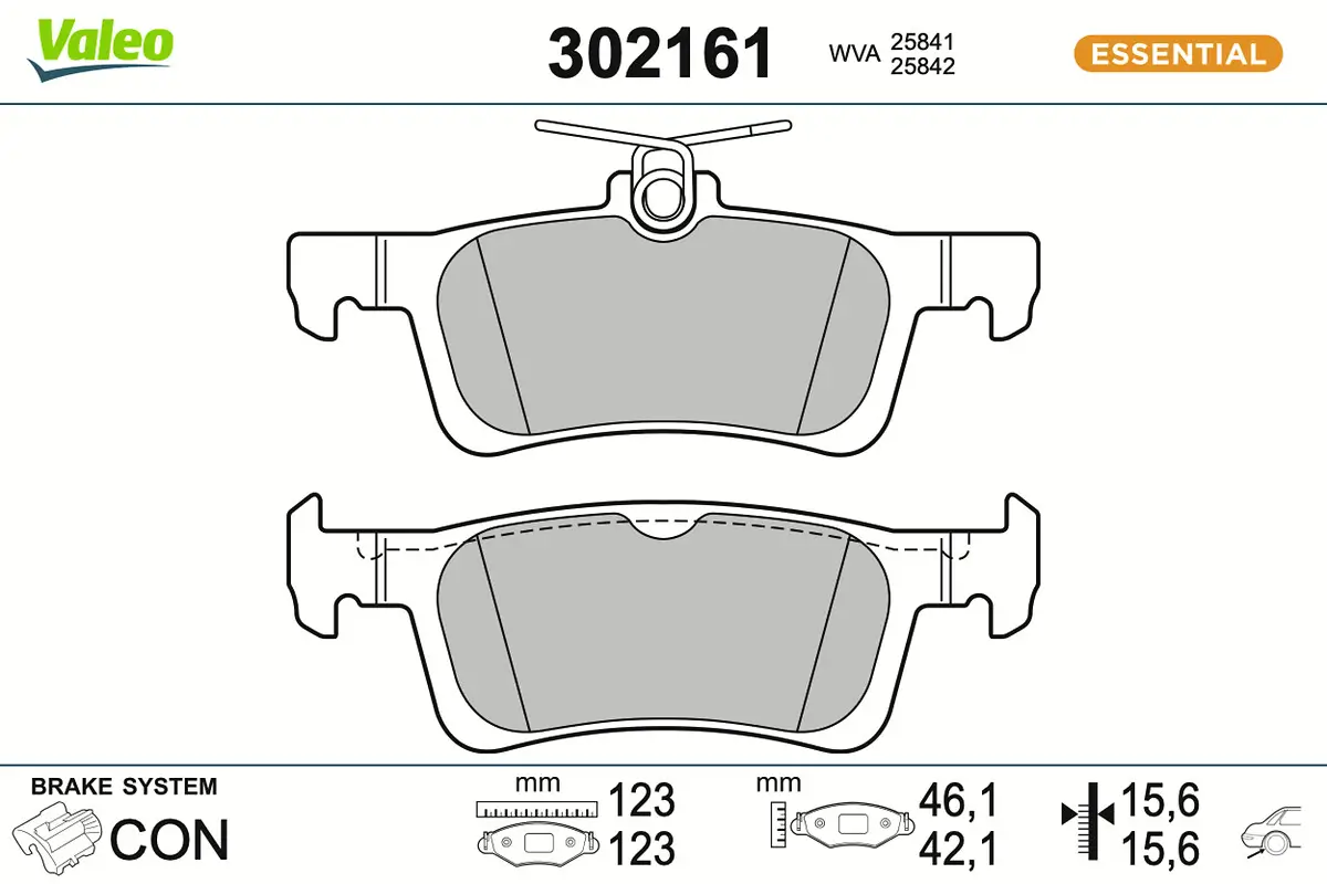 Bremsbelagsatz, Scheibenbremse Hinterachse VALEO 302161