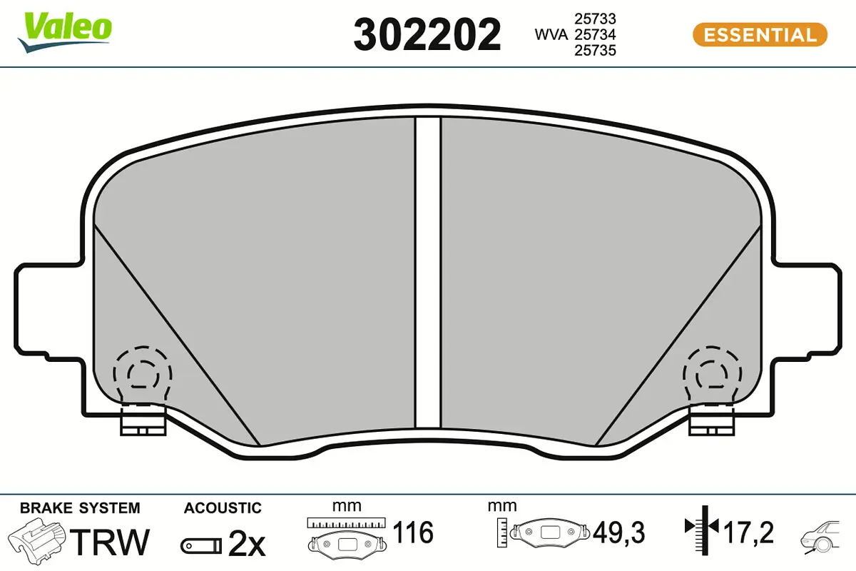 Bremsbelagsatz, Scheibenbremse Hinterachse VALEO 302202