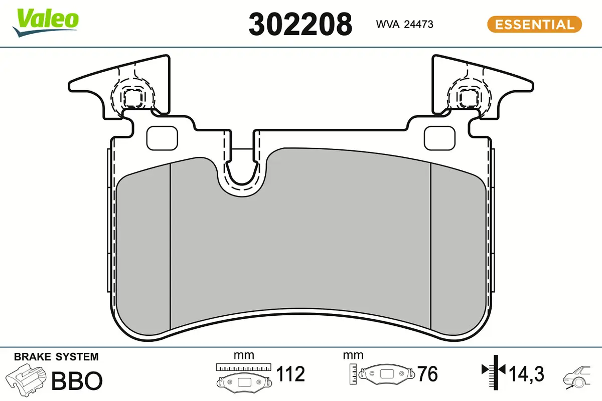 Bremsbelagsatz, Scheibenbremse Hinterachse VALEO 302208