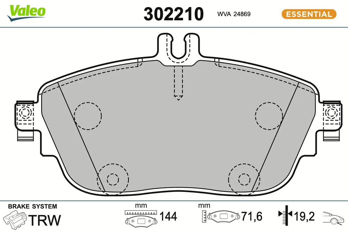 Bremsbelagsatz, Scheibenbremse Vorderachse VALEO 302210