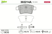 Bremsbelagsatz, Scheibenbremse Hinterachse VALEO 302214A