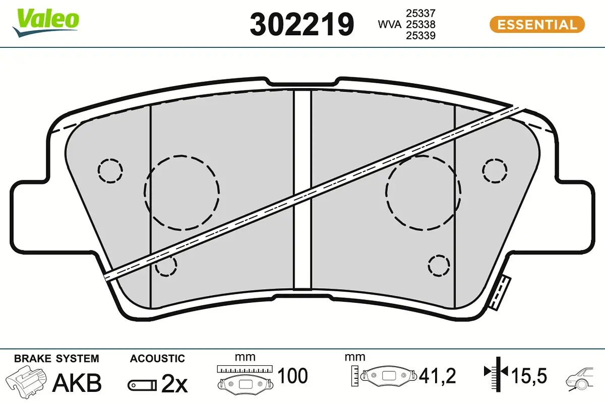 Bremsbelagsatz, Scheibenbremse Hinterachse VALEO 302219