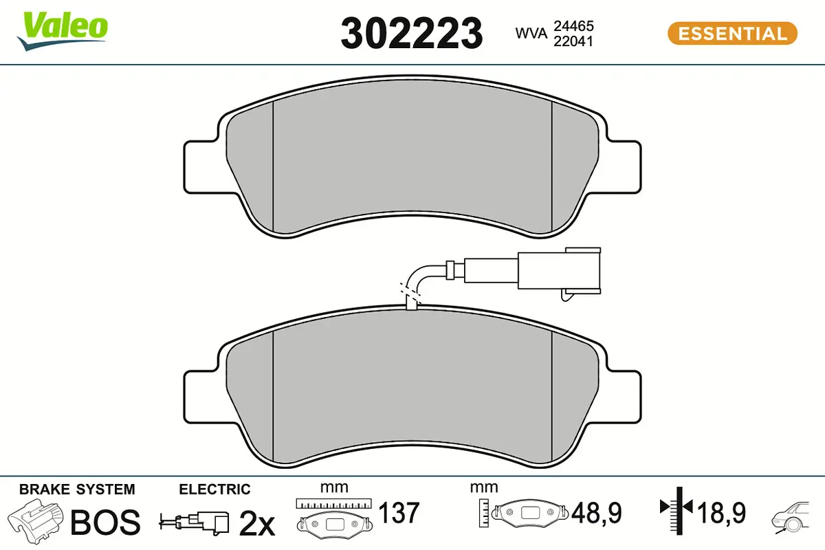 Bremsbelagsatz, Scheibenbremse Hinterachse VALEO 302223