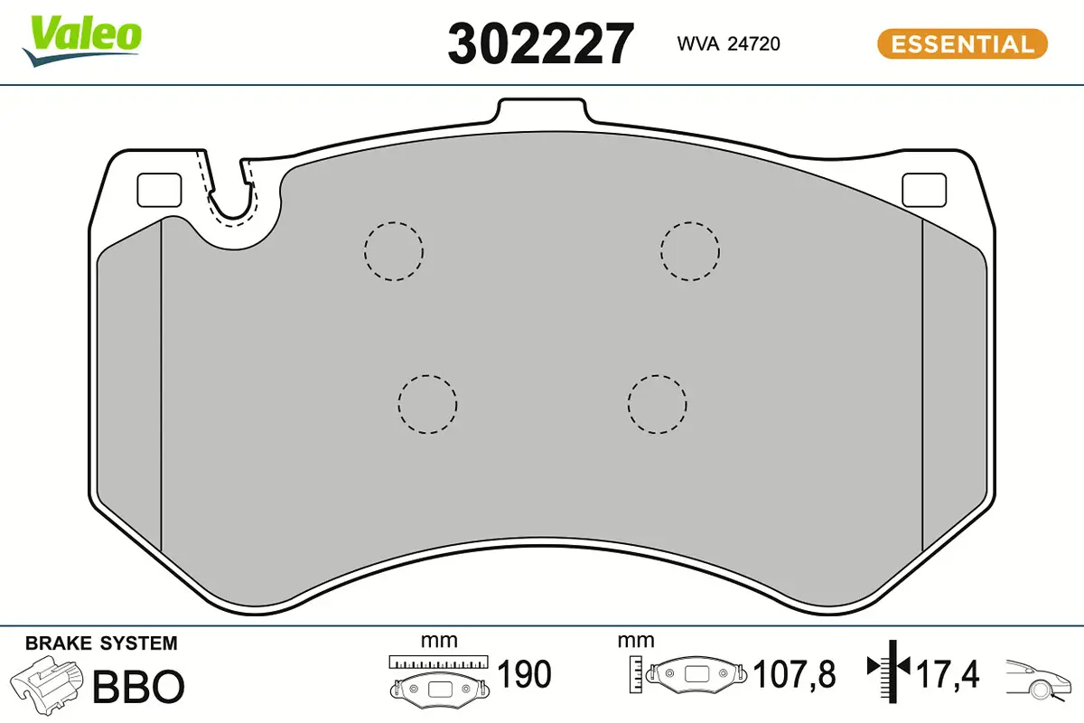 Bremsbelagsatz, Scheibenbremse Vorderachse VALEO 302227