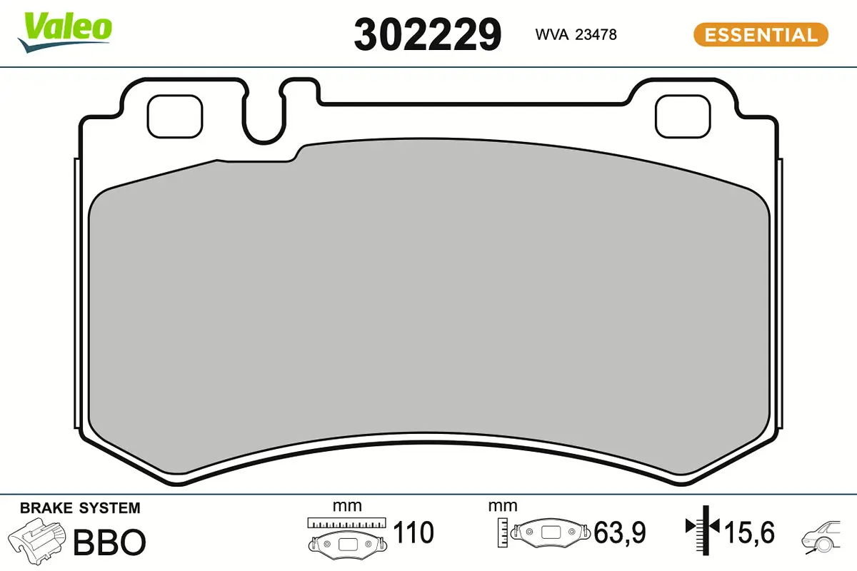 Bremsbelagsatz, Scheibenbremse Hinterachse VALEO 302229