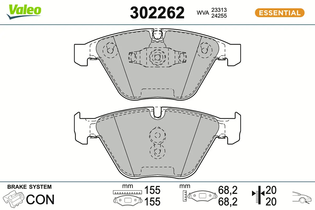 Bremsbelagsatz, Scheibenbremse Vorderachse VALEO 302262