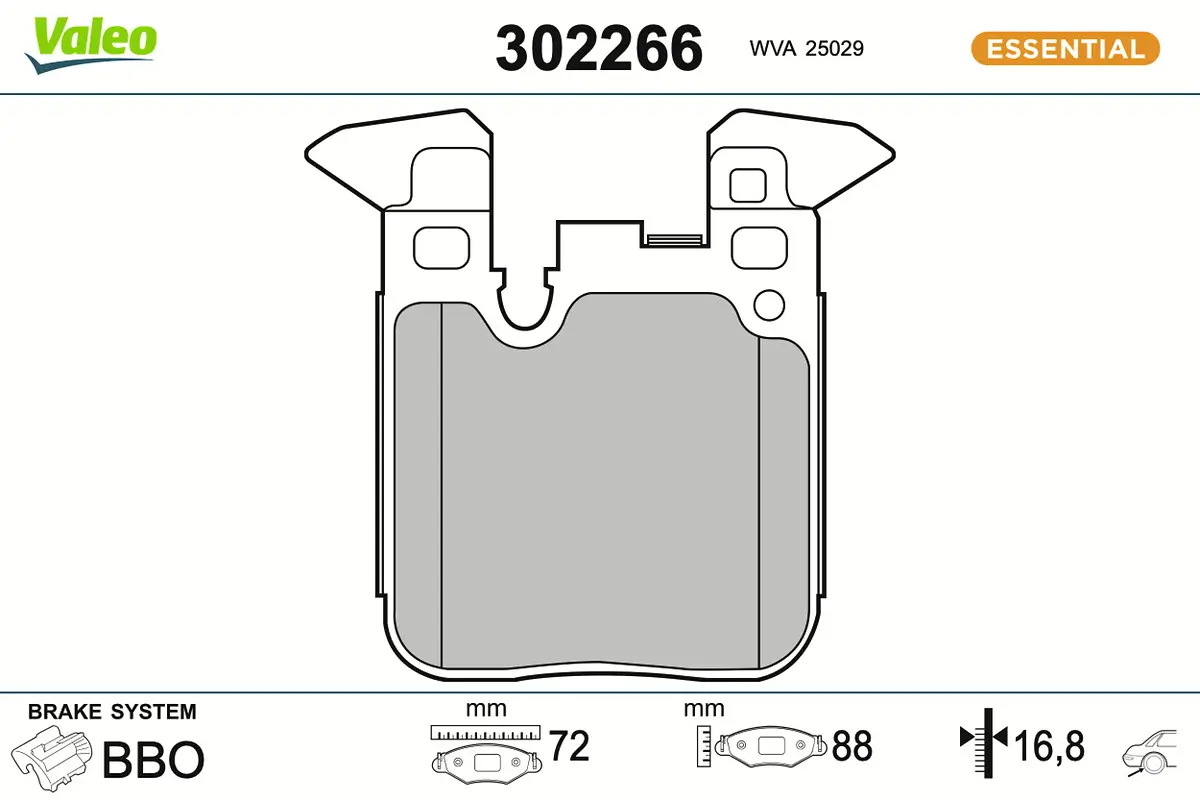 Bremsbelagsatz, Scheibenbremse Hinterachse VALEO 302266