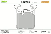 Bremsbelagsatz, Scheibenbremse Hinterachse VALEO 302266