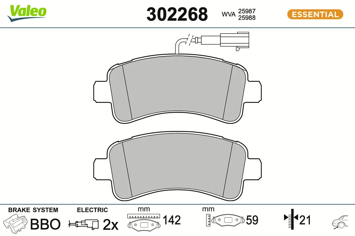Bremsbelagsatz, Scheibenbremse Hinterachse VALEO 302268