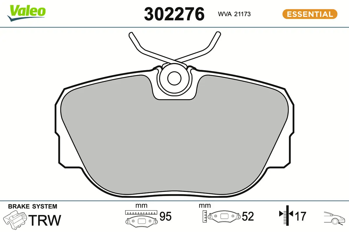Bremsbelagsatz, Scheibenbremse Vorderachse VALEO 302276