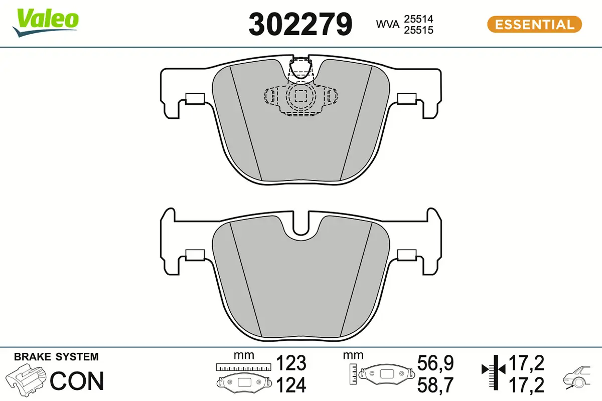Bremsbelagsatz, Scheibenbremse Hinterachse VALEO 302279