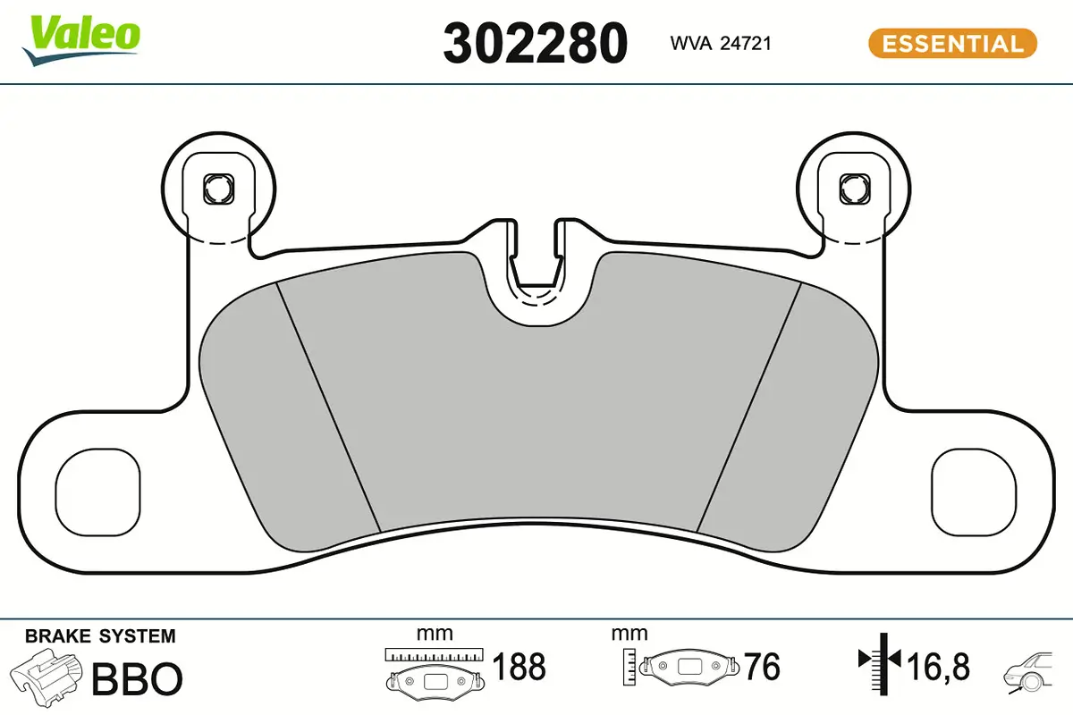 Bremsbelagsatz, Scheibenbremse Hinterachse VALEO 302280