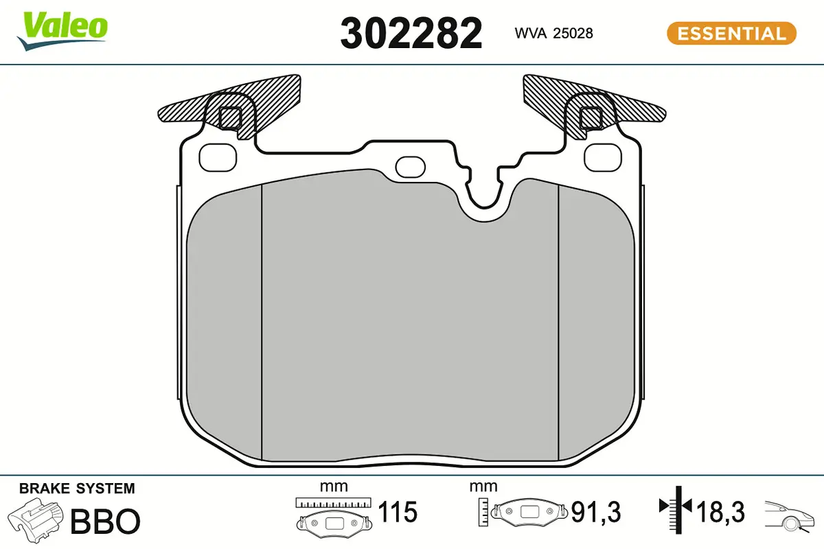 Bremsbelagsatz, Scheibenbremse Vorderachse VALEO 302282