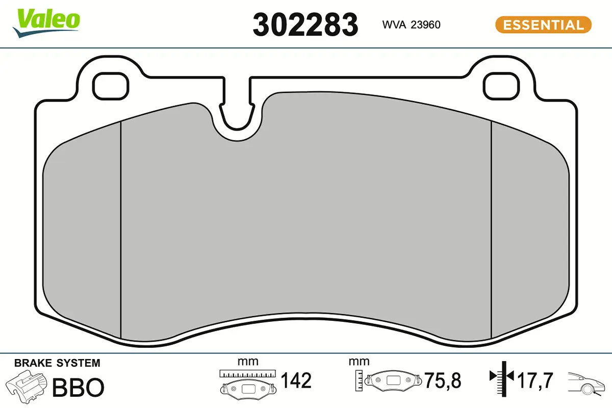 Bremsbelagsatz, Scheibenbremse Vorderachse VALEO 302283