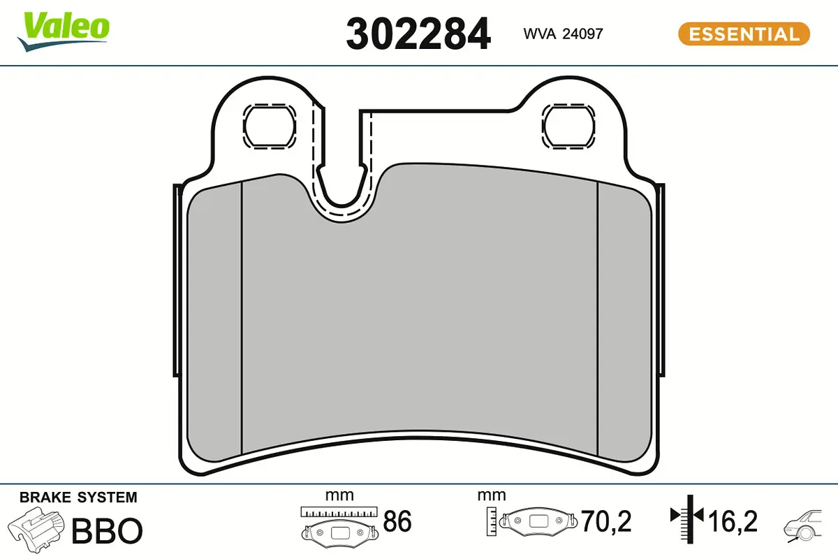 Bremsbelagsatz, Scheibenbremse Hinterachse VALEO 302284