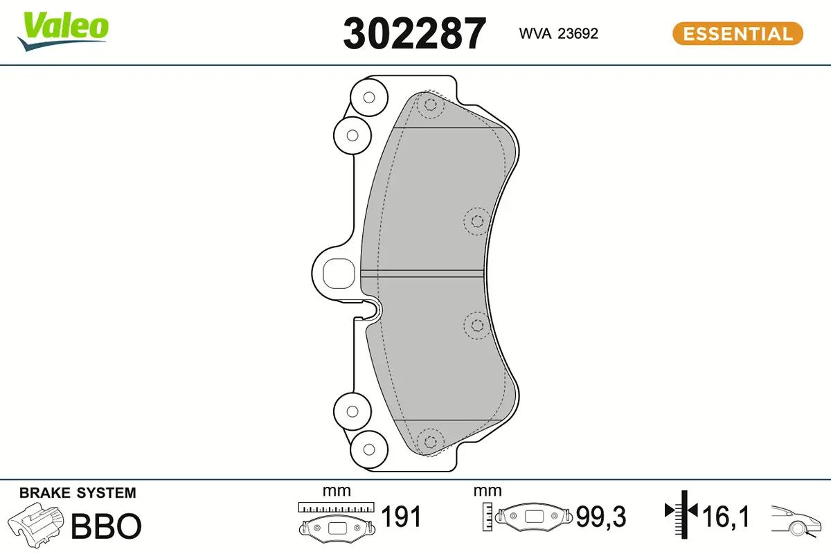 Bremsbelagsatz, Scheibenbremse Vorderachse VALEO 302287