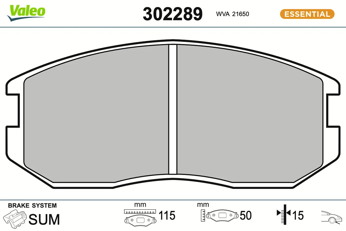 Bremsbelagsatz, Scheibenbremse Vorderachse VALEO 302289