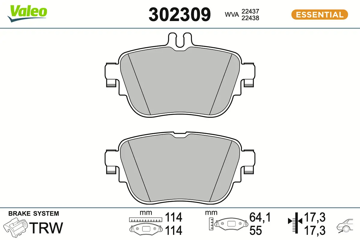 Bremsbelagsatz, Scheibenbremse Hinterachse VALEO 302309