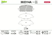 Bremsbelagsatz, Scheibenbremse Hinterachse VALEO 302314A