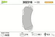 Bremsbelagsatz, Scheibenbremse Vorderachse VALEO 302316