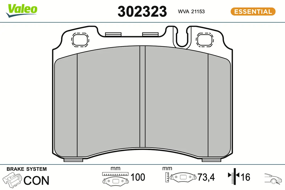Bremsbelagsatz, Scheibenbremse Vorderachse VALEO 302323