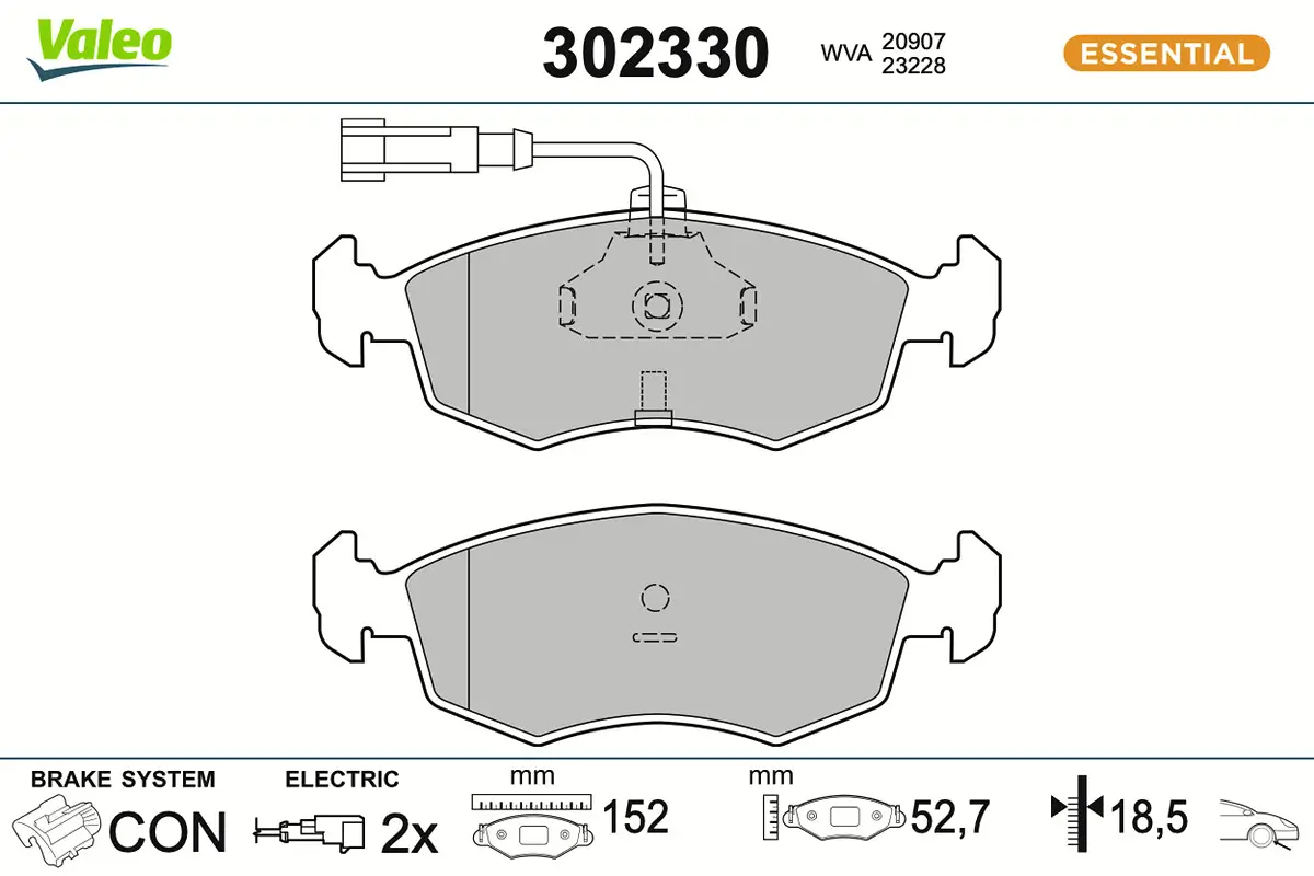 Bremsbelagsatz, Scheibenbremse Vorderachse VALEO 302330