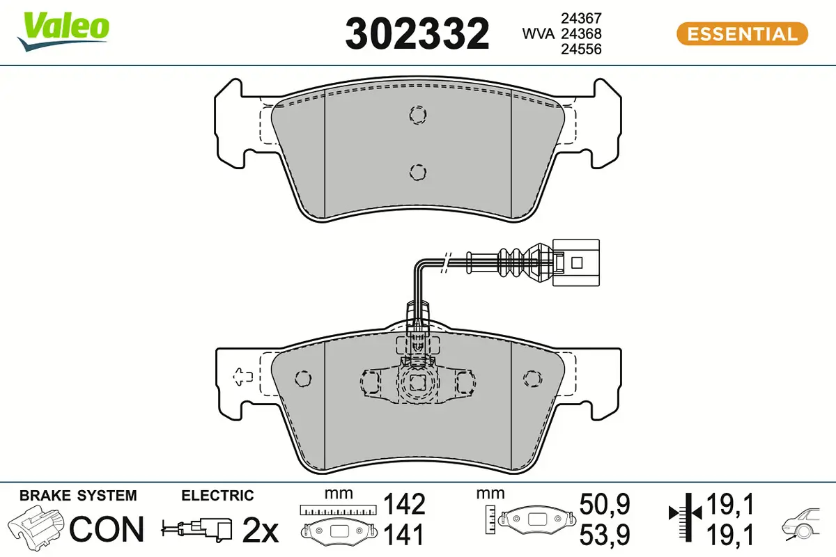 Bremsbelagsatz, Scheibenbremse Hinterachse VALEO 302332