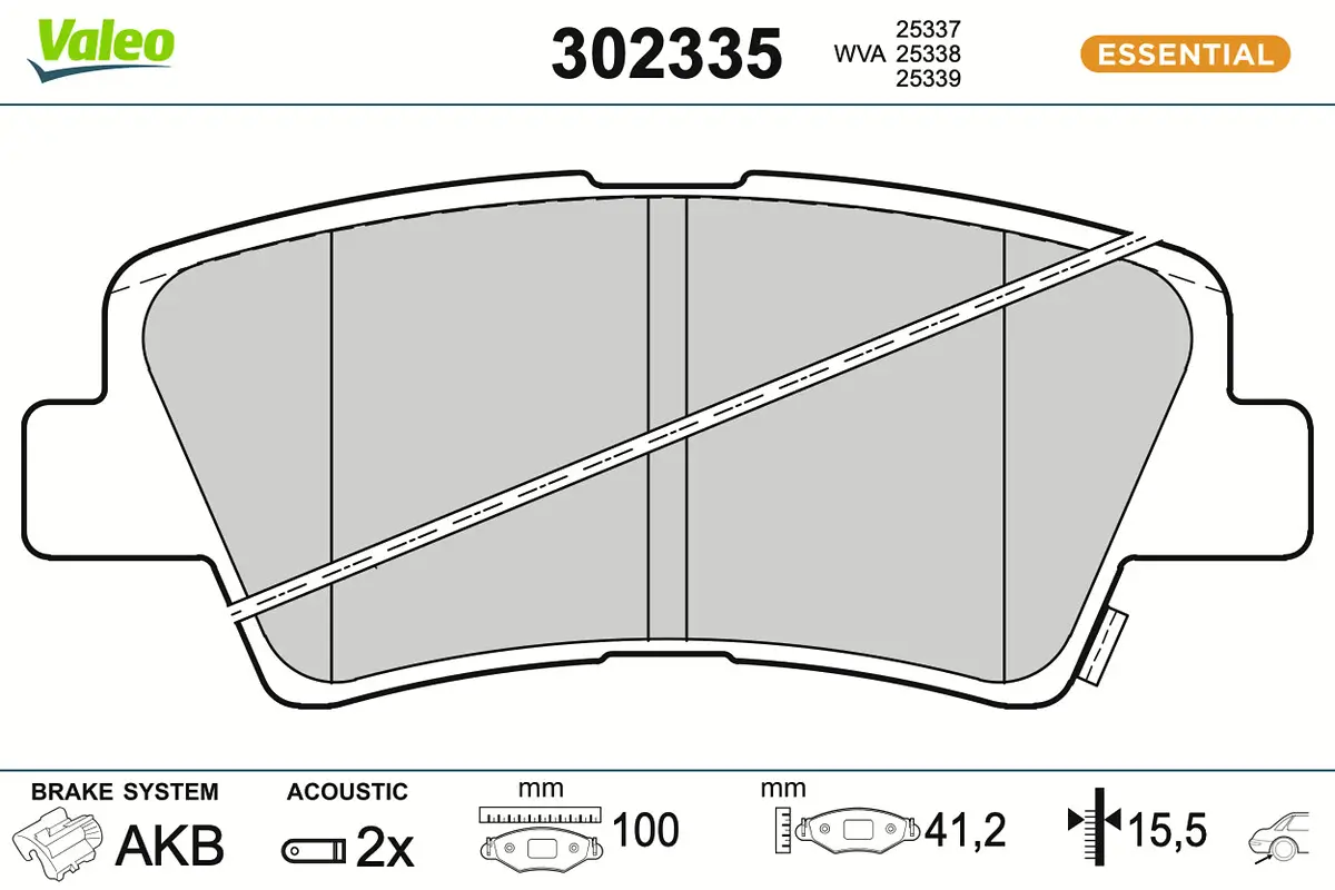 Bremsbelagsatz, Scheibenbremse Hinterachse VALEO 302335